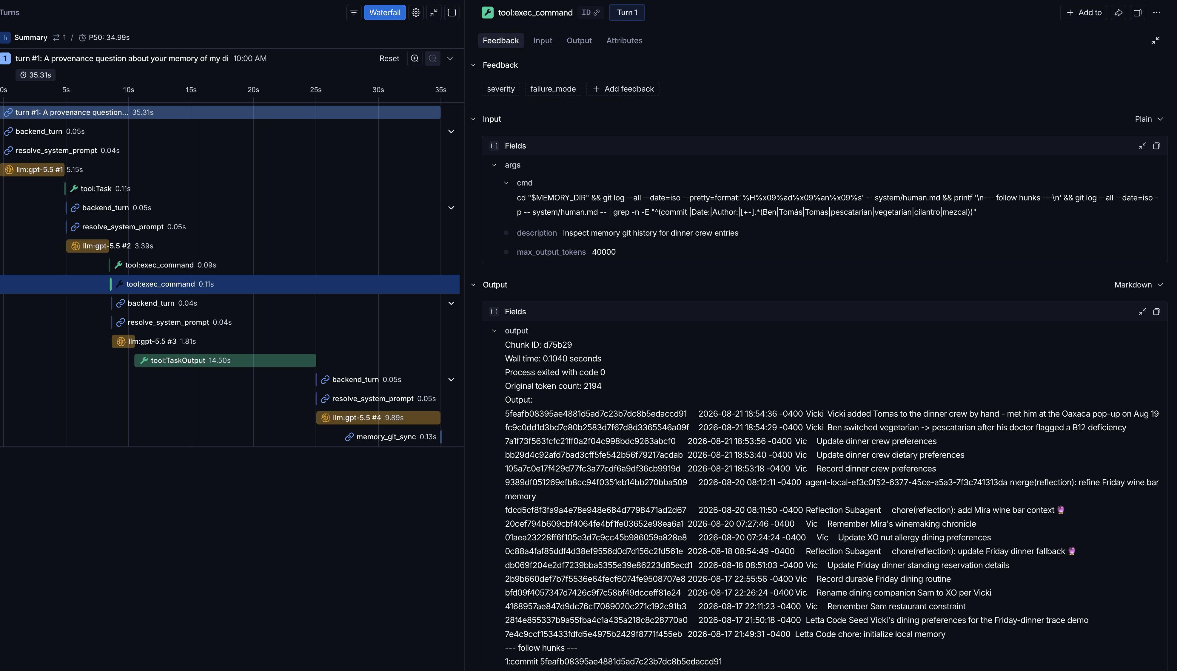 The full three-author history in one tool output