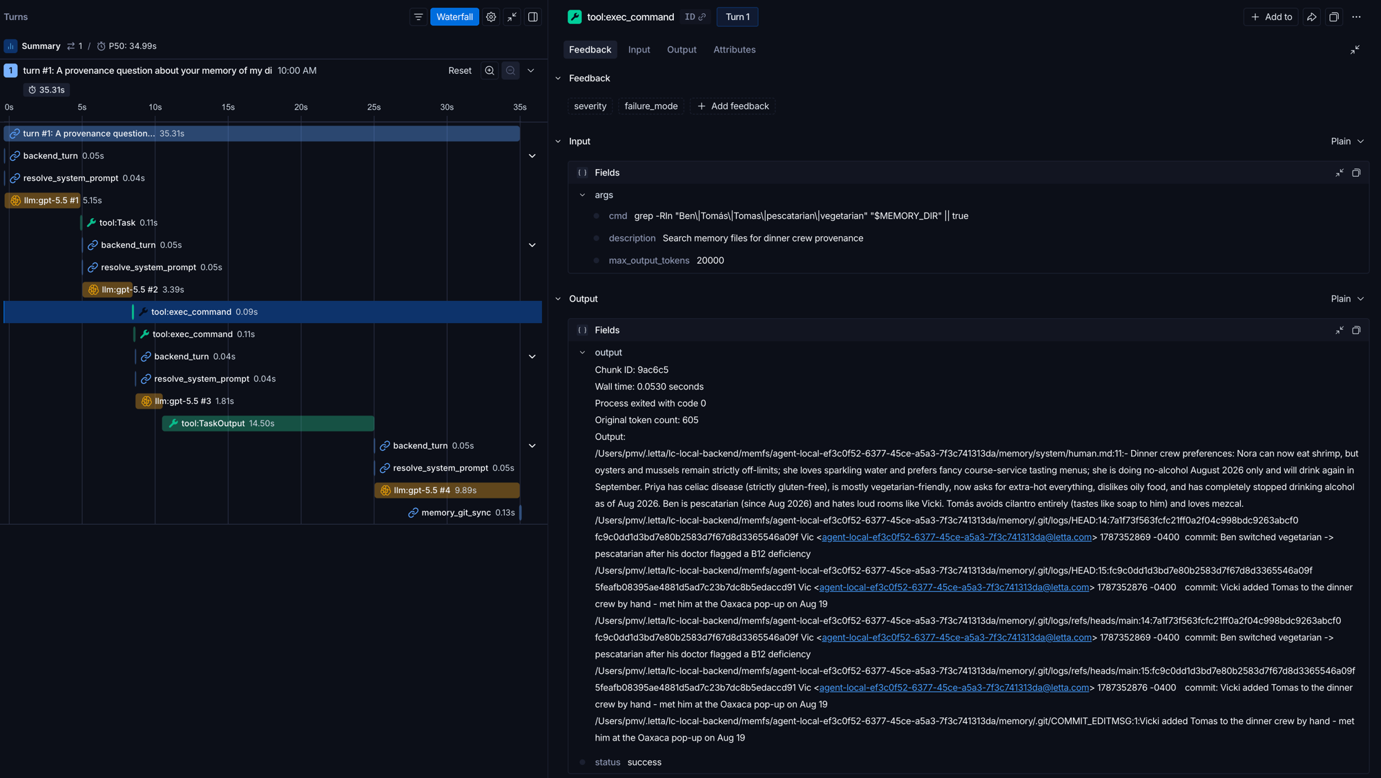 Grep results include git internals